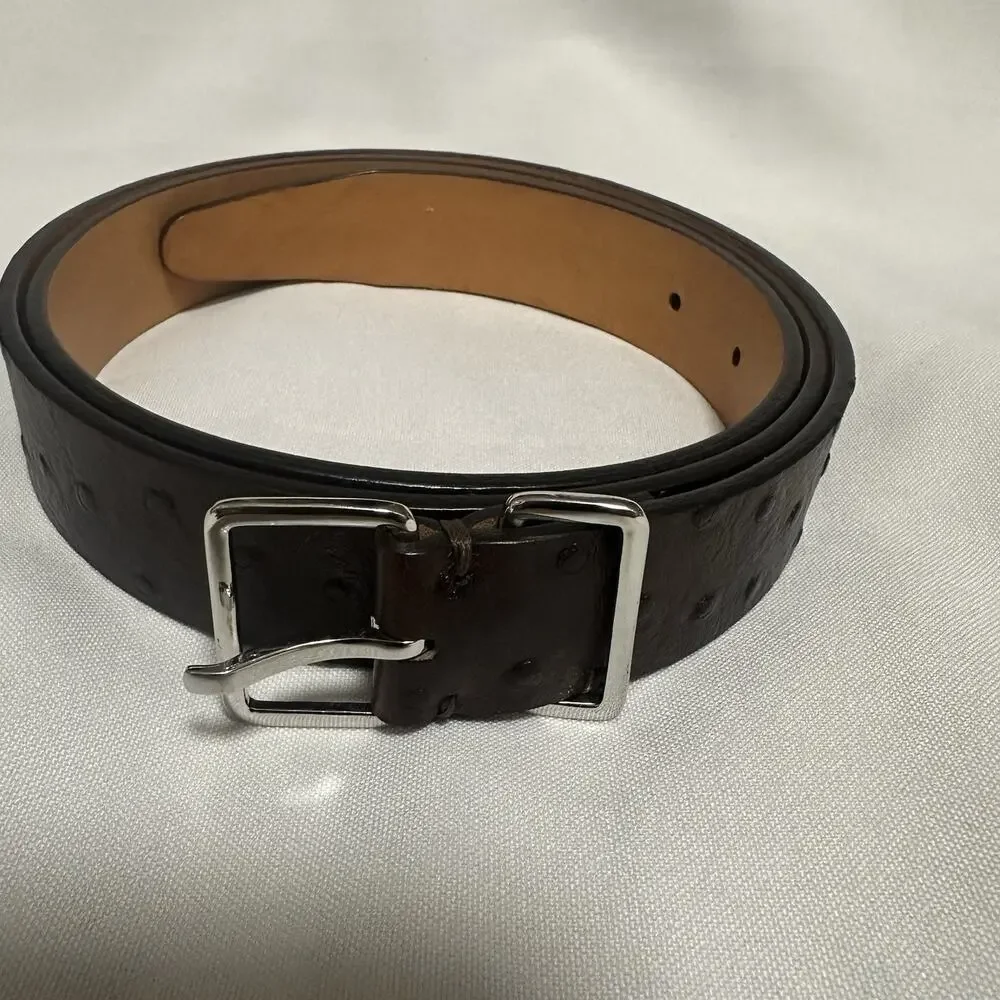 Dsquared2 Women’s Belt Ostrich Leather Brown Size MD Made In Italy